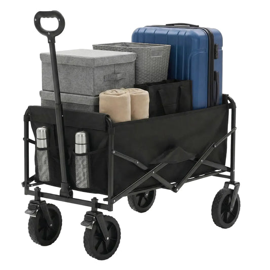 Collapsible Folding Wagon - Oxford Cloth Quick-Fold Portable Foldable Trolley, 102L Large Capacity, 330 lbs Load, Wheels & Flexible Handle, Camping Gear for Outdoor Camping, Grocery Shopping